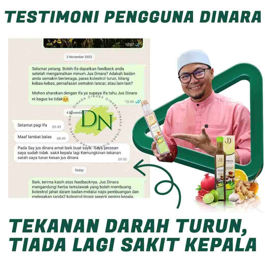 Testimoni pelanggan Jus Dinara