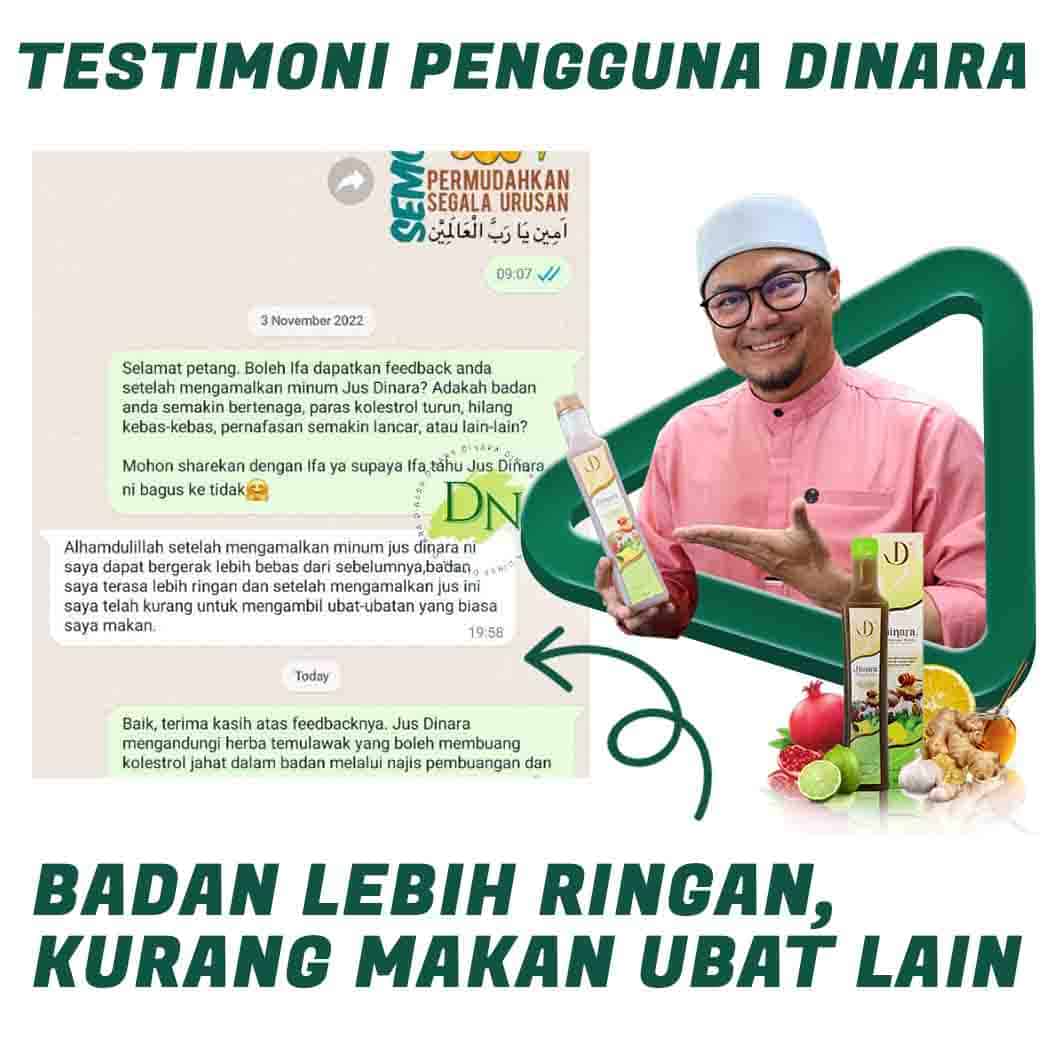 Testimoni pelanggan Jus Dinara